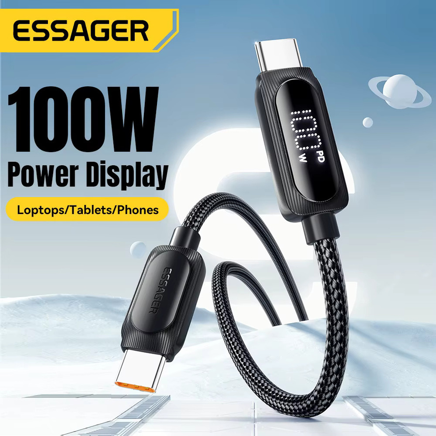 Essager USB Typ C auf USB C Kabel 100 W PD 5A Schnellladekabel in Schwarz für Xiaomi Samsung MacBook iPad Pro und Laptop - Bild 2