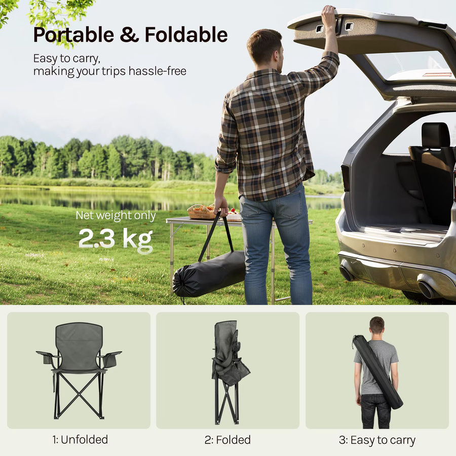 WOLTU 2er Set faltbare Campingstühle in Blau mit Getränkehalter, Kühltasche und hoher Rückenlehne inklusive Tragetaschen - Bild 4