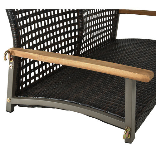 Garden Pleasure Hängebank Cuneo aus Akazienholz in Braun mit Textilene-Kunststoffgeflecht und Armlehnen B/H/T: 57 x 79 x 180 cm - Bild 3