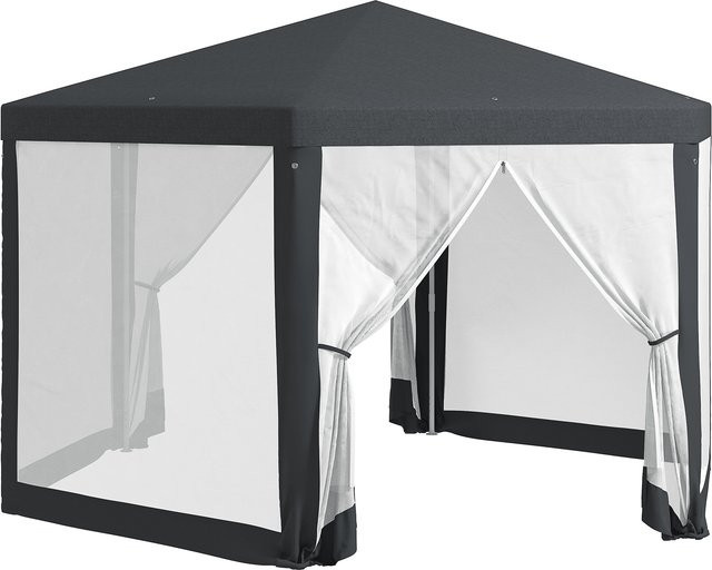 Outsunny Gartenpavillon 6-eckig mit Moskitonetz aus Polyester und Metall, dunkelgrau, B/T: 400 x 400 cm - Bild 1