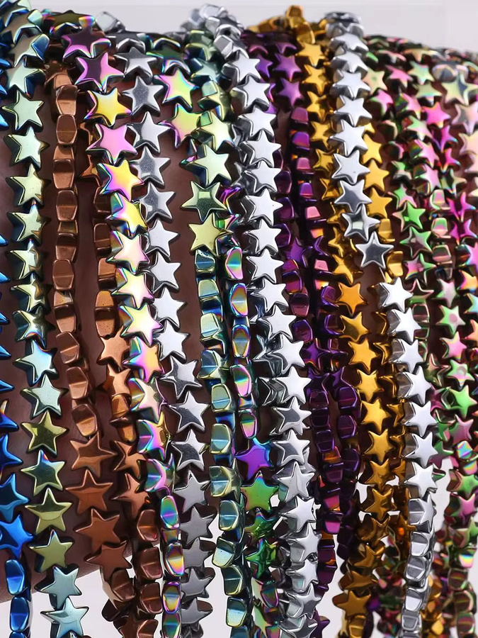 wlyees Perlen Hämatit, Pentagramm, Sternförmig, Bunt, Unisex - Bild 6