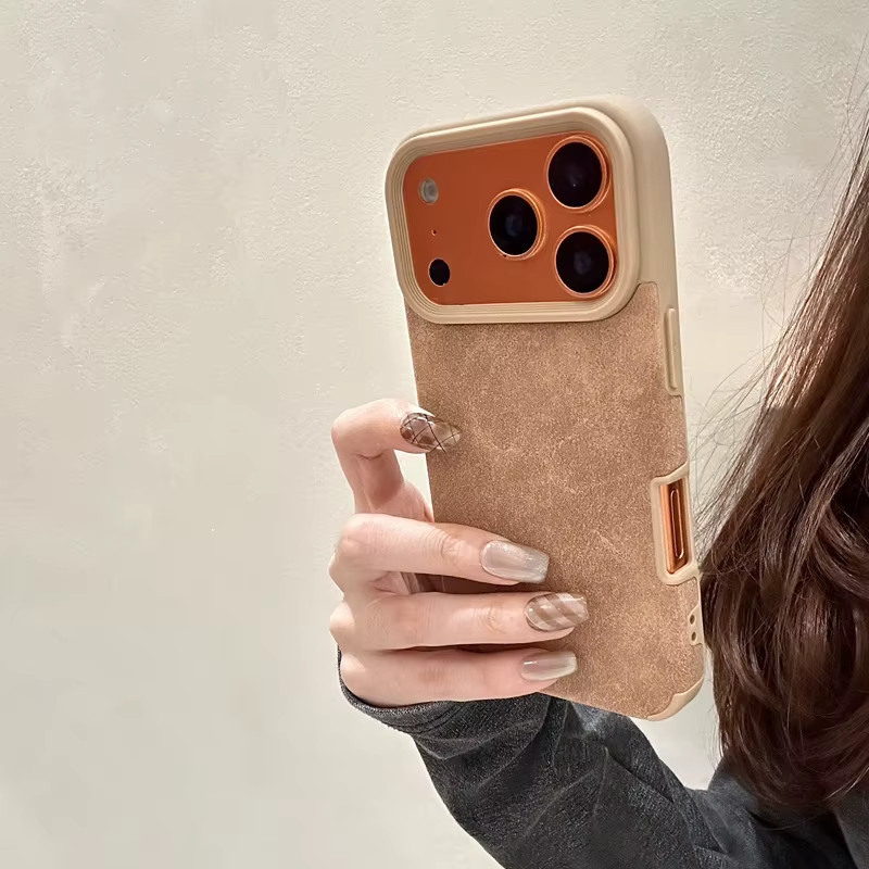 Luxuriöse Samtstoffhülle für Apple iPhone in Beige mit weicher TPU-Rückseite und stoßfestem Schutz - Bild 4