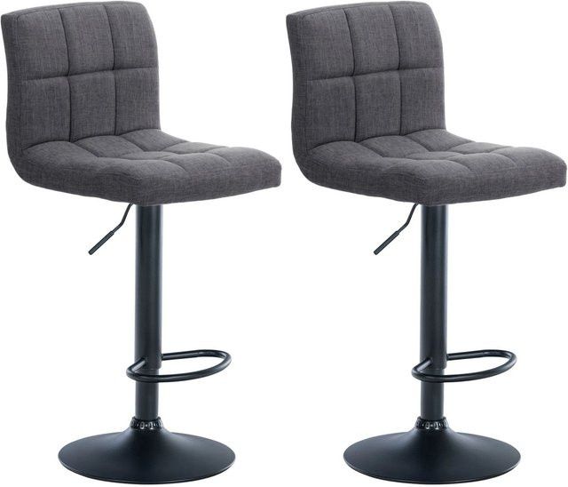 DELUKE Barhocker MADRID 2er Set, Barstühle mit Lehne aus Stoff und Metall, Hellgrau/Schwarz, Höhe: 114 cm, Breite: 47 cm, Tiefe: 46 cm - Bild 1