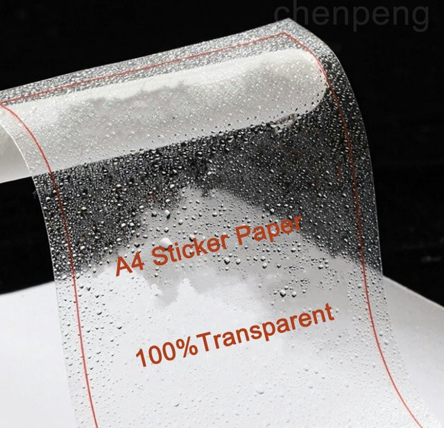 Transparentes Vinyl-Aufkleberpapier A4 für Tintenstrahl- und Laserdrucker, selbstklebendes Etikettenpapier aus Kunststoff - Bild 1
