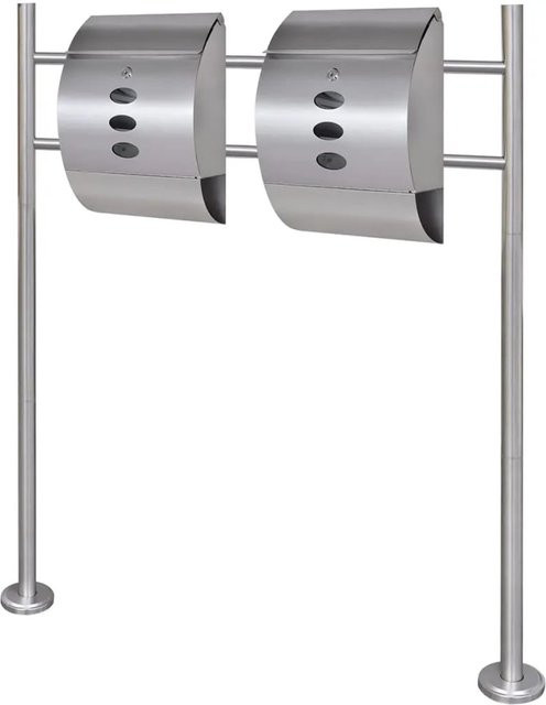 vidaXL Doppelter Briefkasten aus Edelstahl mit Ständer B/T/H: 30 x 12 x 40 cm - Bild 1