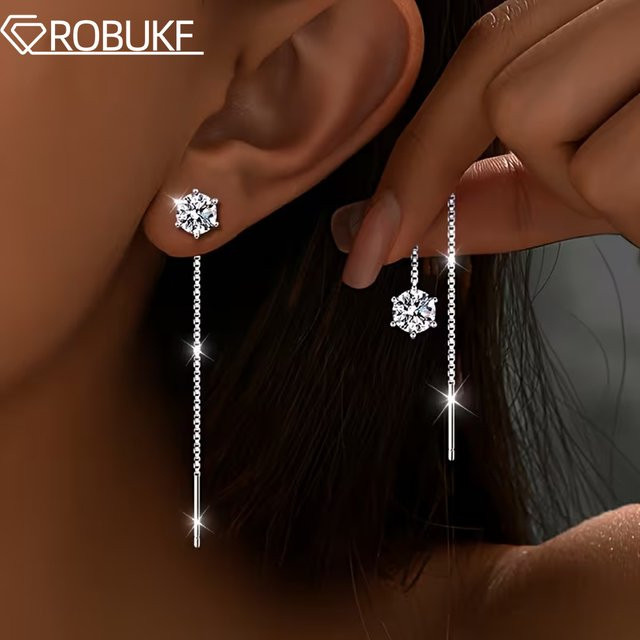 ROBUKF Ohrhänger 925 Silber, Moissanit-Diamant, Damen - Bild 1