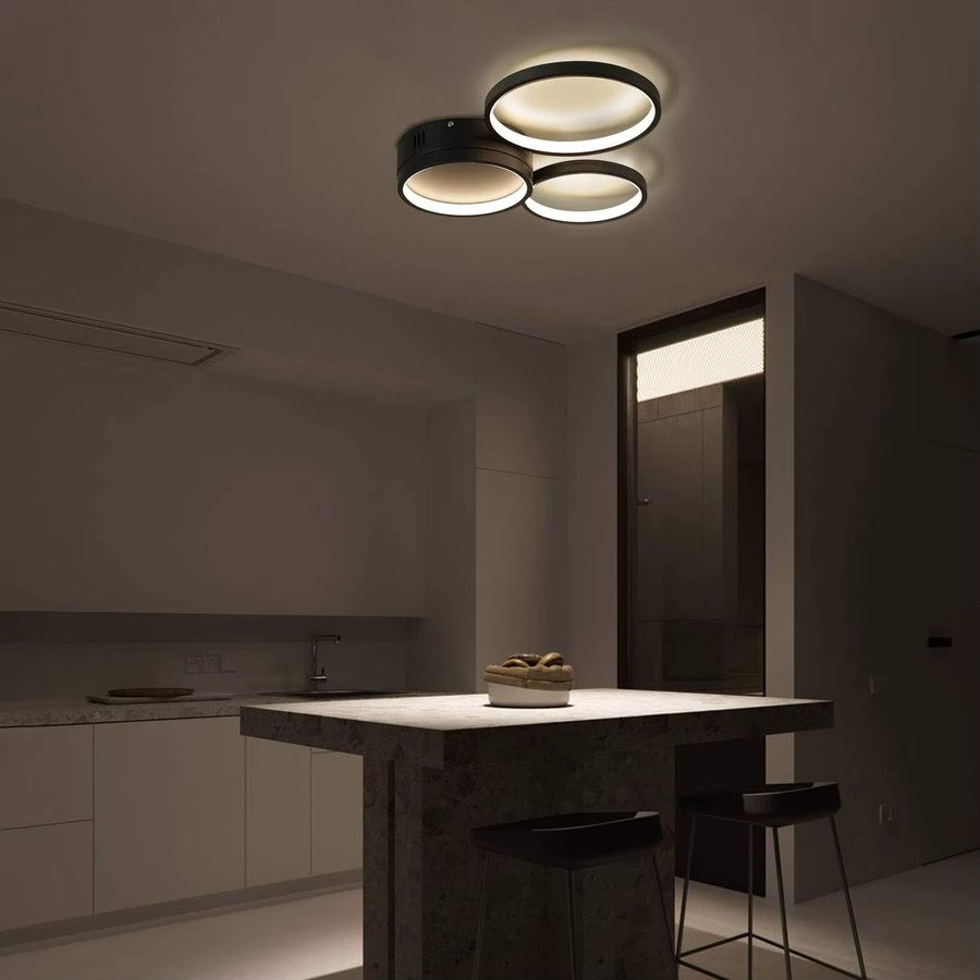 Nettlife LED Deckenlampe in Schwarz mit modernem Ring Design, dimmbar mit Fernbedienung, 38W - Bild 2