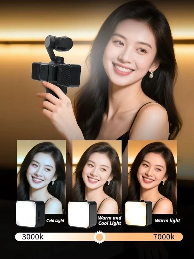 Magnetisches Mini-LED-Videolicht für DJI Osmo Pocket 4 und Pocket 3 in Schwarz, tragbares und wasserdichtes Vlogging-Licht für Live-Übertragungen - Bild 7