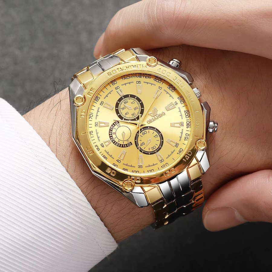 yolako Armbanduhr, Quarzuhr, Edelstahl, Gold, Herren - Bild 3