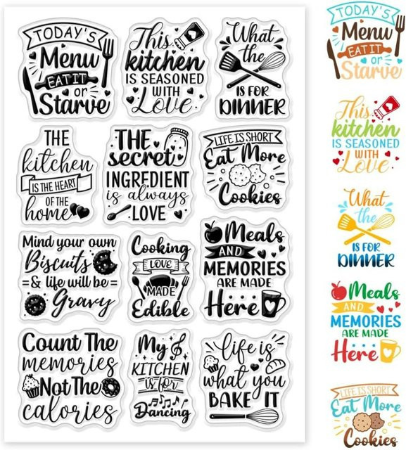 Transparente Silikonstempel mit Back-Motiven und Text für DIY Scrapbooking und Fotoalben - Bild 1