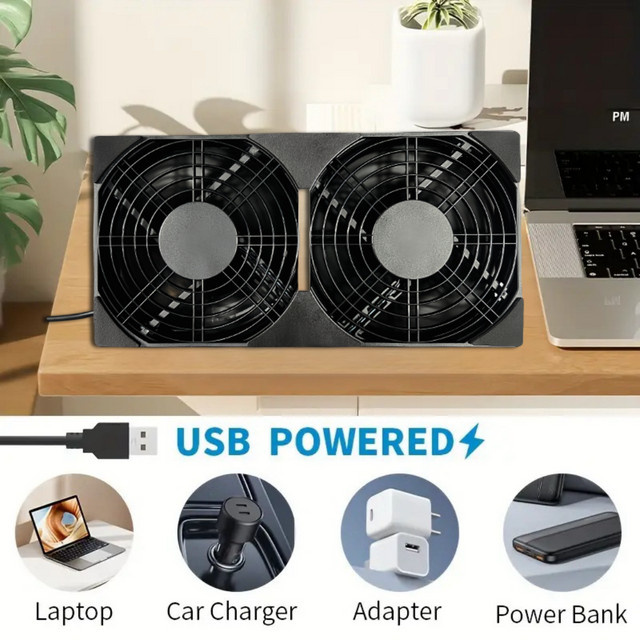 CX FUTRUE USB-Lüfter Set für Router und TV-Box, leise DC 5V Kühlung, 120 mm und 240 mm, inklusive Schutznetz und Schrauben, Schwarz oder Weiß - Bild 1