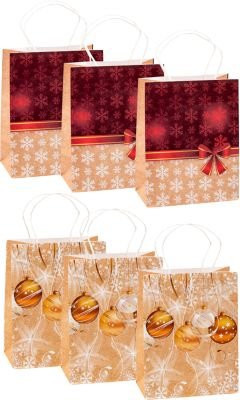TSI Geschenktüten Set Serie 4 aus Kraftpapier mit Weihnachts-Motiven, Multicolor, B: 18,0 cm, H: 23,0 cm, T: 10,0 cm - Bild 1