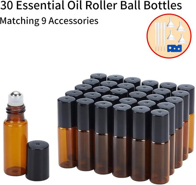ZH3 Parfümflaschen Set, 5 ml Glas-Roll-on und Sprühflaschen, Schwarz, Unisex - Bild 1