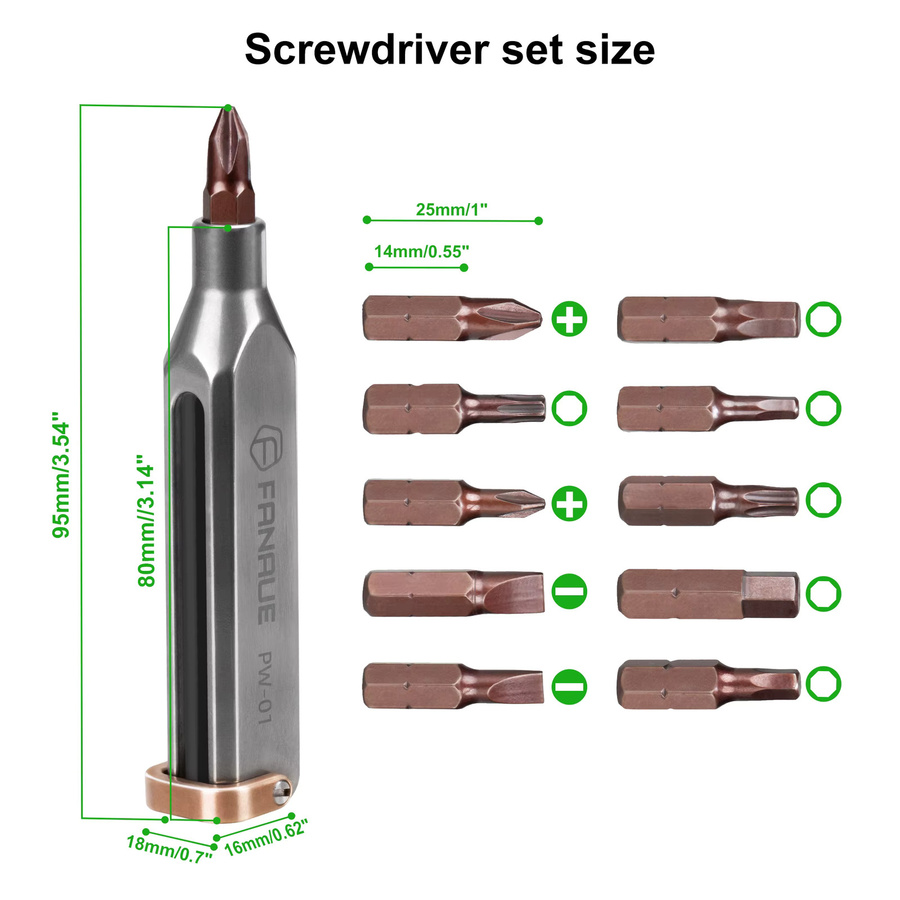 FANAUE Multifunktionaler magnetischer Schlüsselanhänger als tragbarer Mini-Klappschraubendreher mit Kreuzschlitz für Reparaturen - Bild 2