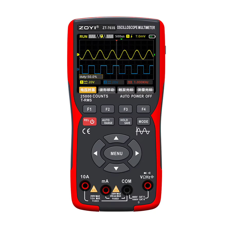 ZOYI 3-in-1 Zweikanal-Oszilloskop und Digitalmultimeter 50 MHz in Rot - Bild 3