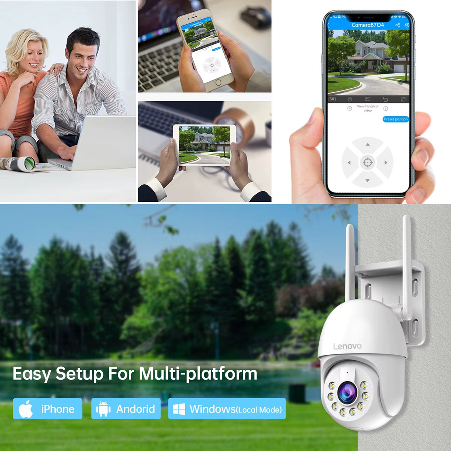 Lenovo 5MP WiFi IP-Überwachungskamera in Weiß mit Farb-Nachtsicht, Auto-Tracking und 5-fach Digitalzoom als PTZ Outdoor-Sicherheitsmonitor - Bild 6