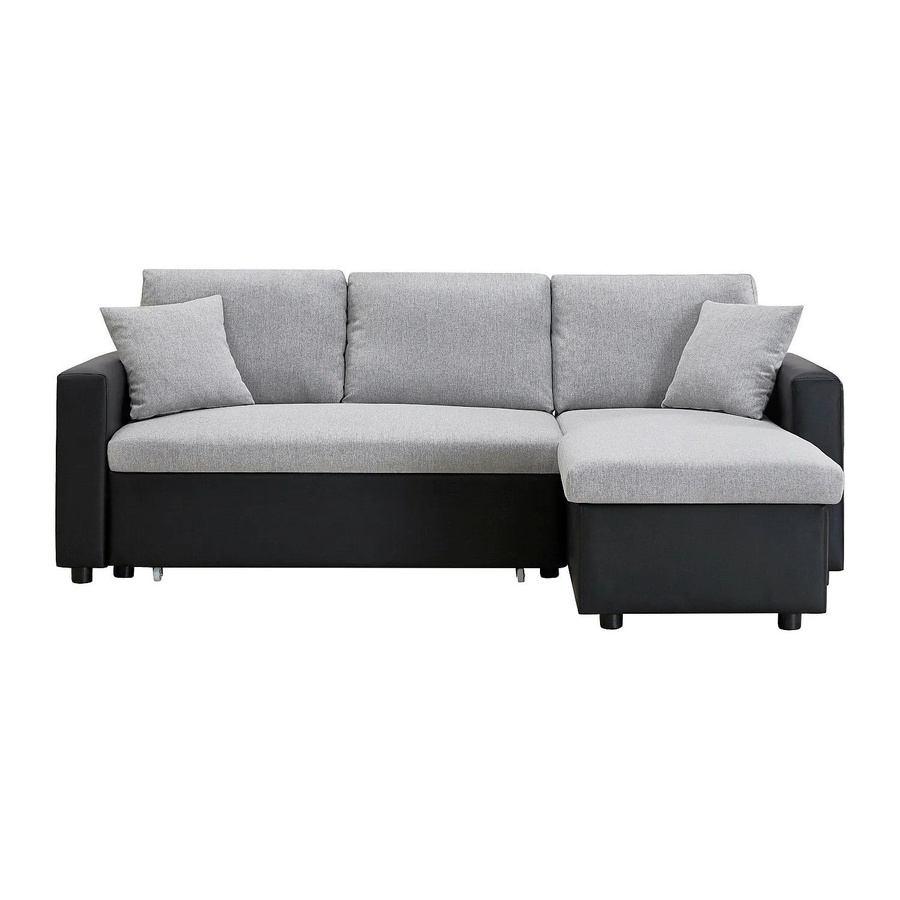 Vente-unique Schlafsofa Gazur in L-Form mit Schlaffunktion, Schwarz und Hellgrau, 223 cm - Bild 2