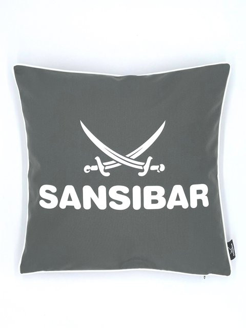 Kissen SANSIBAR quadratisch aus Polyester in Anthrazit, Weiß und Grau - Bild 1