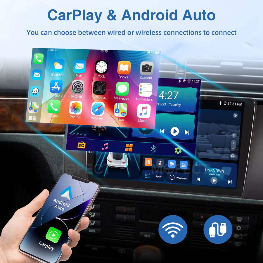 MOPECT 9-Zoll Android 15 Autoradio für BMW 5er E39 7er E38 X5 E53 mit CarPlay, GPS-Navigation, Bluetooth, DAB+ und 4+64GB in Schwarz - Bild 3