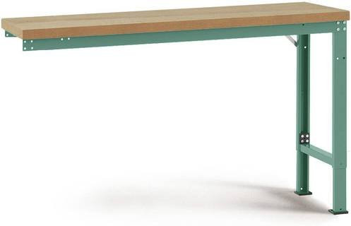 Manuflex WP7034.0001 Werkbank Anbaumodul höhenverstellbar aus Stahl und Holz in Grau und Grün, B/T/H: 200 x 70 x 104 cm - Bild 1