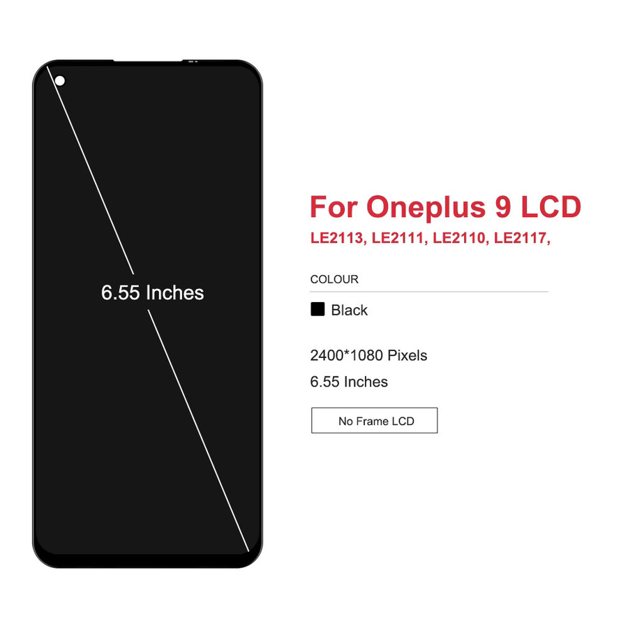OnePlus 9 Ersatz Display mit 6,55 Zoll TFT LCD Touchscreen Digitizer Montage in Schwarz für Modelle LE2113, LE2111, LE2110 und LE2117 - Bild 3