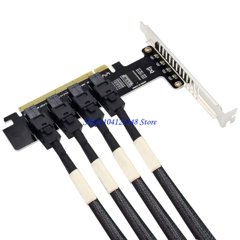 P9FA NGFF PCI-E 16X zu vier U.2 SFF-8639 SFF-8643 NVMe PCIe SSD RAID Controller Karte in Schwarz - Bild 2