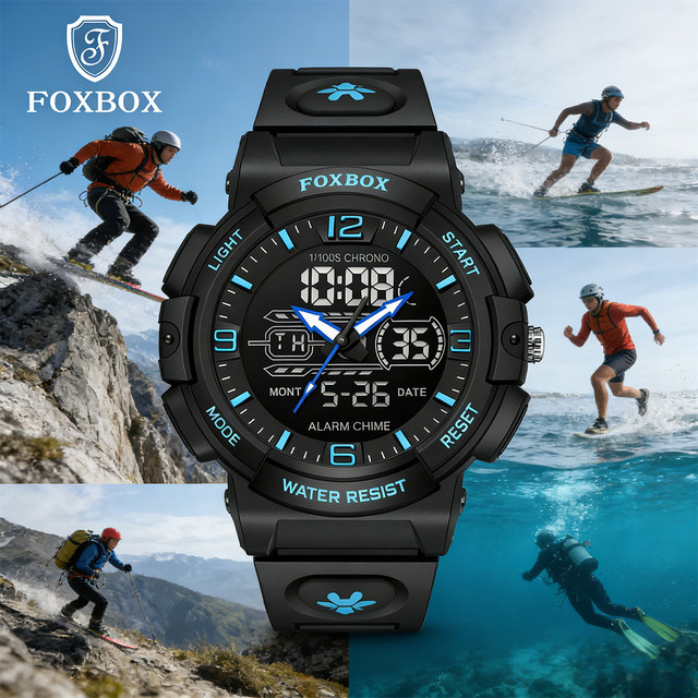 FOXBOX Armbanduhr, Quarz, Digitaluhr, Schwarz, Herren - Bild 1