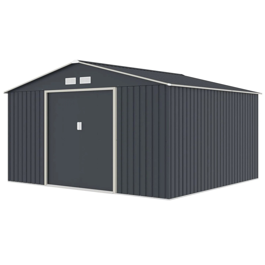 Hattoro S350 Metall Gerätehaus mit Bodenrahmen und Satteldach in Anthrazit, B/T/H: 341 x 309 x 201 cm - Bild 2