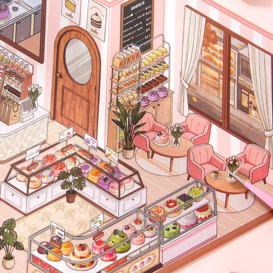 JIANQI Kawaii Run A Shop 3D Bäckerei Landschaft Aufkleber, DIY Taschenkabine Szene, bunt, Pappe/Karton - Bild 2