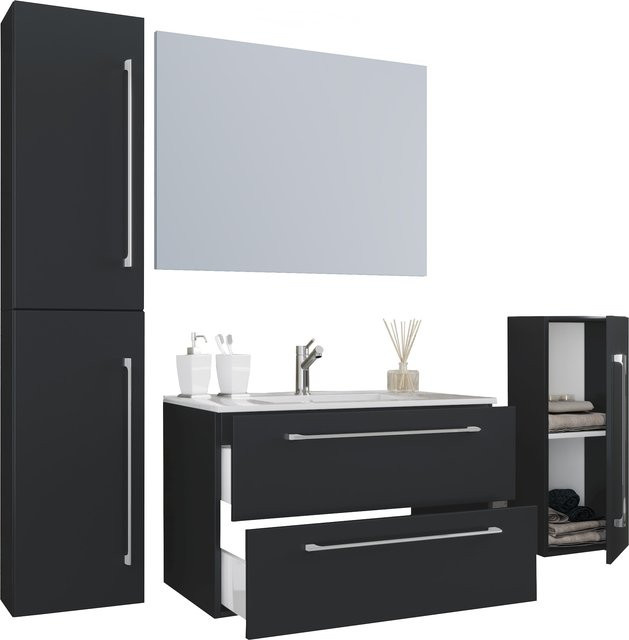 VCM Badinos 5-tlg. Badmöbel Set mit Keramik Waschbecken und hängendem Unterschrank Breite: 80 cm - Bild 1