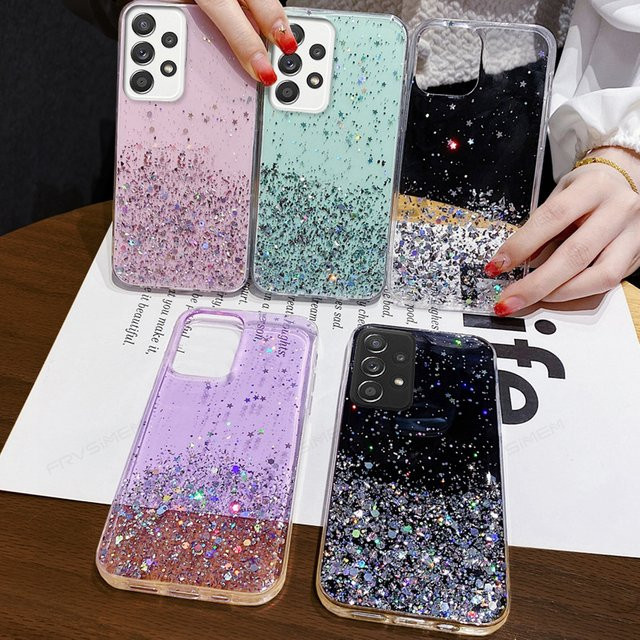 Glitzer Bling Handyhülle von HERECASE in Schwarz für Samsung Galaxy S25 S24 S23 S22 S21 S20 Plus Note 20 Ultra A22 A32 A42 A52 A72 A23 A33 A53 A73 - Bild 1