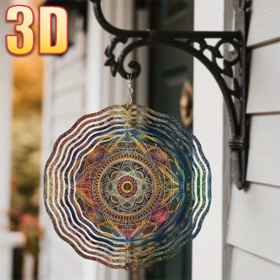 CIFBUY 3D Geometrischer Metallspinner Multicolour als hängende Gartendekoration mit drehbarem Haken, Durchmesser: 25,5 cm - Bild 3