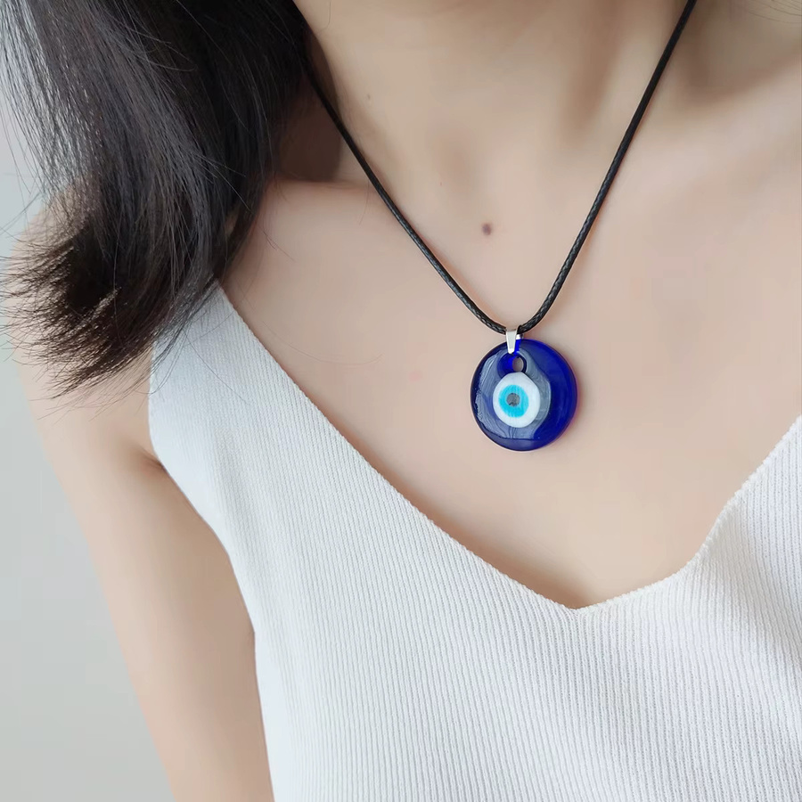RechicGu Halskette, blaues Auge, Glas, Leder, Damen - Bild 5