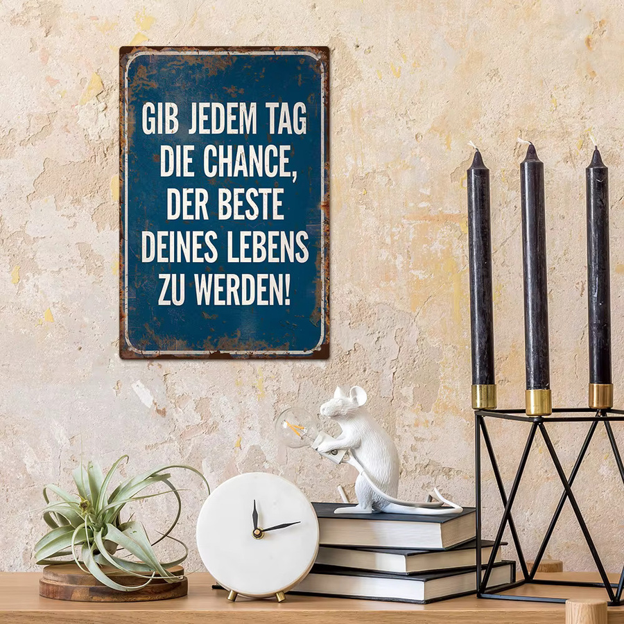 Putuo Decor Vintage Metallblechschild mit sarkastischem Zitat als Wanddekoration in Blau, Rechteckig, Breite: 30 cm, Höhe: 20 cm - Bild 4