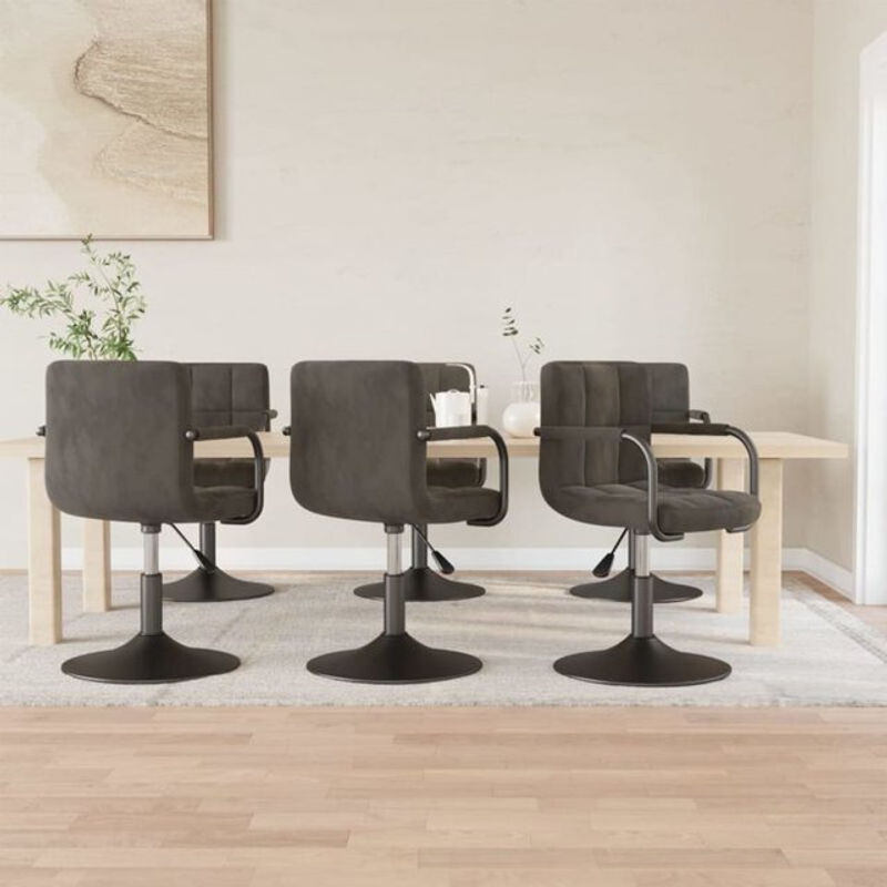 Vidaxl Esszimmerstühle 6er Set Modern Anthrazit Samt Drehbar - Bild 1