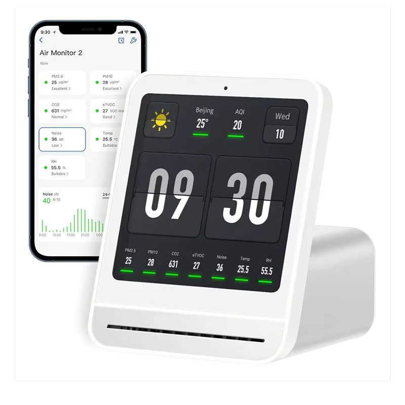 Qingping Luftqualitätsmonitor Gen 2 in Schwarz zur Messung von PM2.5, CO2, PM10, Lärm, Temperatur und Luftfeuchtigkeit mit Alarmfunktion - Bild 5