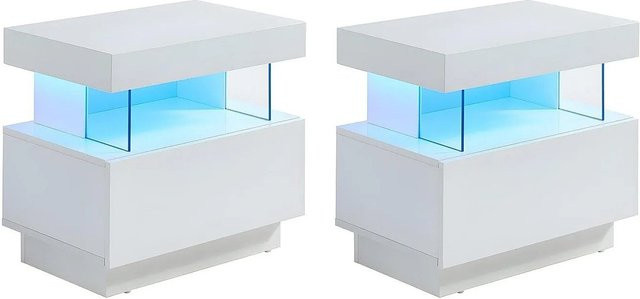Nachttisch Fabio von Vente-unique in Weiß, modern und lackiert, Breite: 57 cm - Bild 1