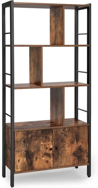 VASAGLE Bücherregal im Industriestil mit Stahlgestell, Braun-Schwarz, B/T/H: 74 x 30 x 154,5 cm - Bild 2
