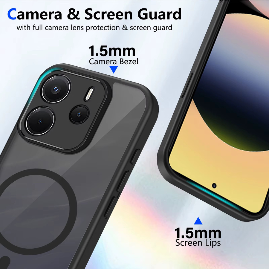 Magnetische Hartschale für Xiaomi Redmi Note 13 14 Pro Plus 5G, matte Handyhülle mit MagSafe Wireless Charge Unterstützung, Farbe: Schwarz - Bild 3