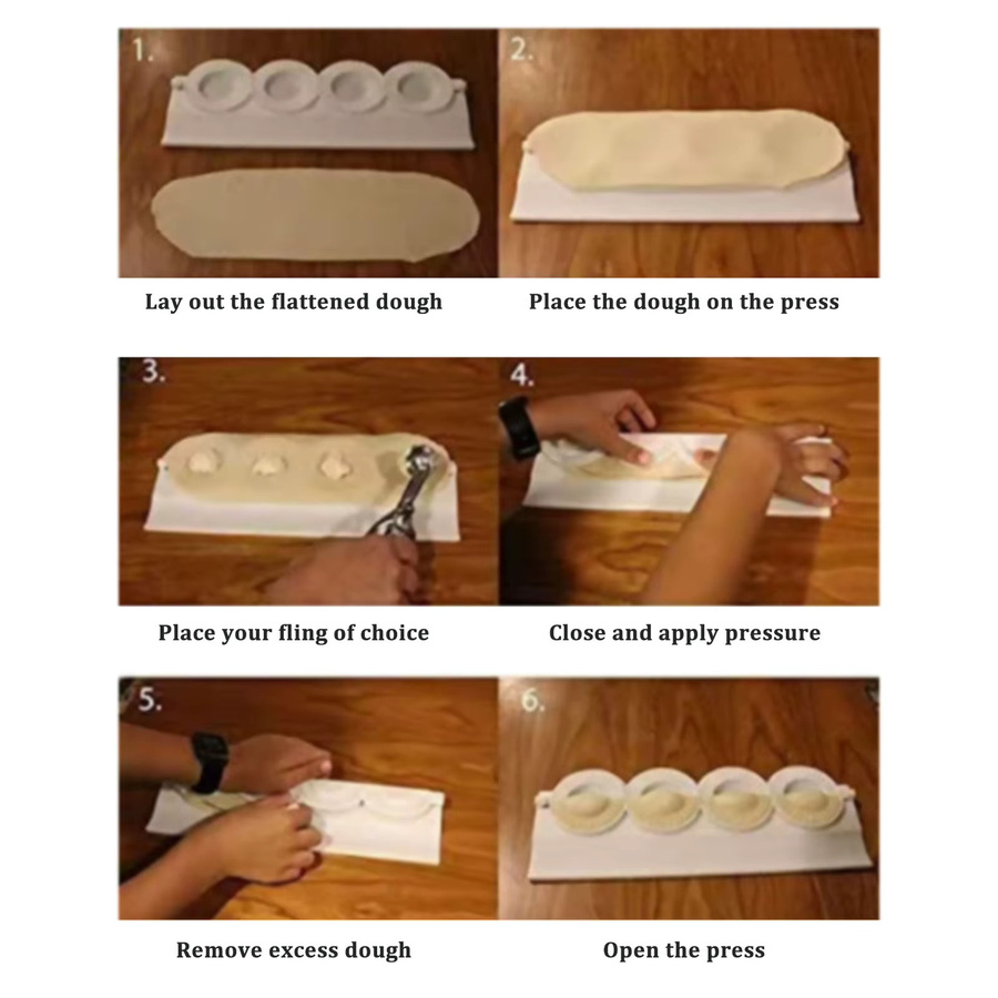 Multiyilego DIY Knödelform und Teigpresse in Weiß für Empanada und Jiaozi, B/T/H: 32,0 x 12,0 x 4,0 cm - Bild 2
