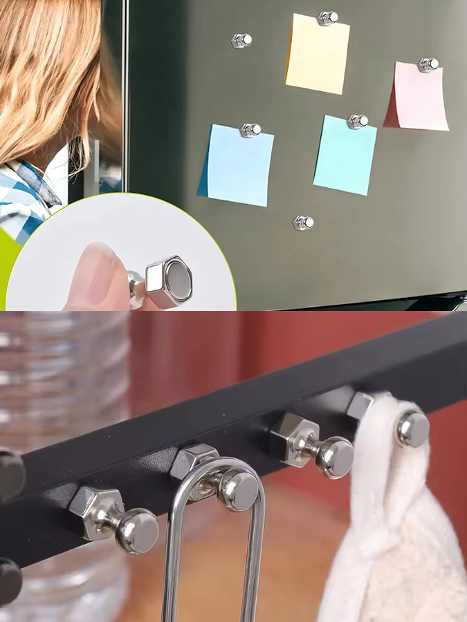 Mognot Magnetische Metall-Druckstifte in Silber für Kühlschrank, Whiteboard und Büro - Bild 5
