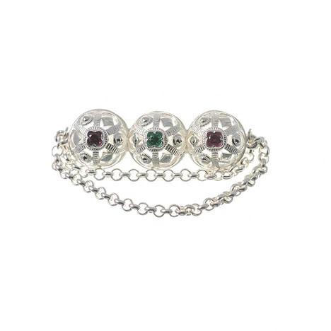 Goettgen Brosche Tracht, 925 Silber, rot, grün - Bild 1