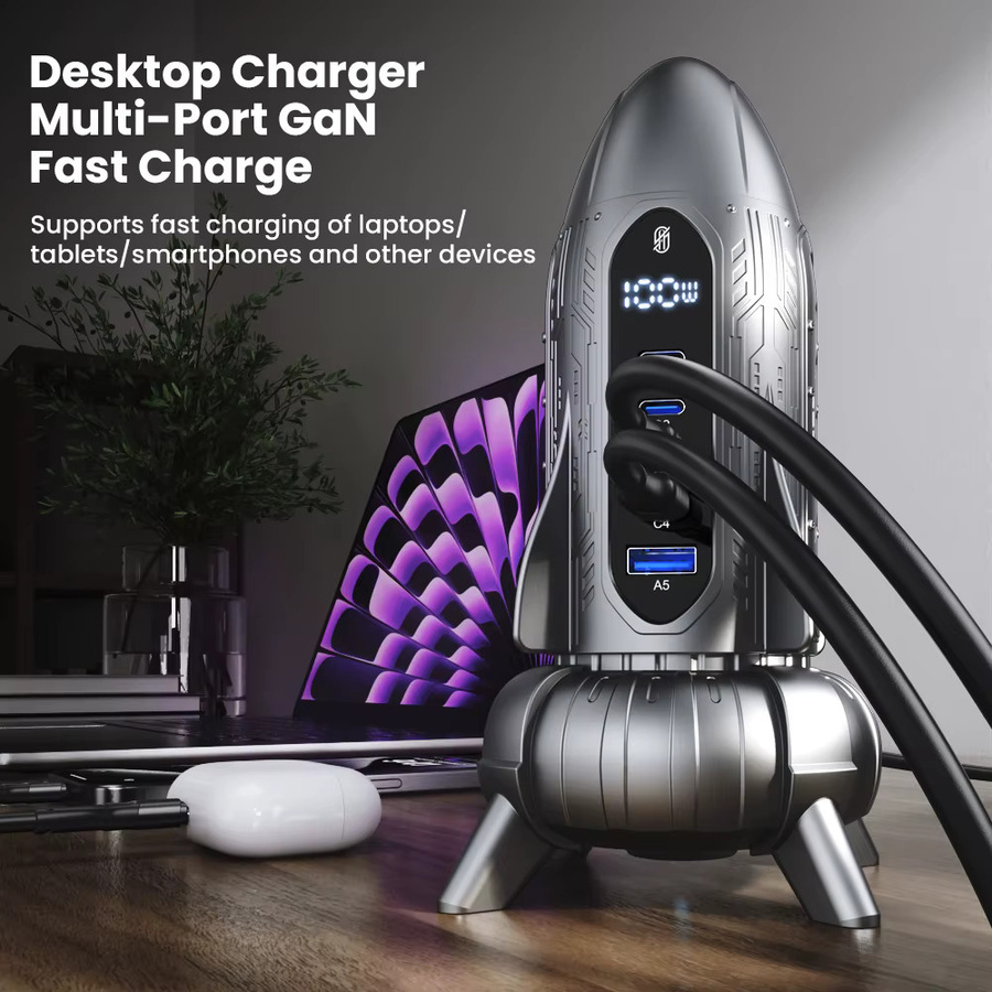 ASOMETECH 120 W USB-Ladestation mit GaN-Technologie und USB-C-Schnellladegerät für Laptop, iPhone und Samsung - Bild 4