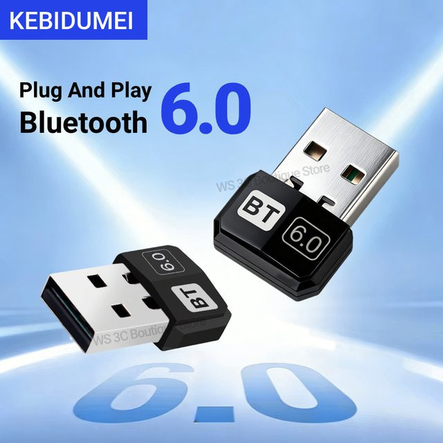 KEBIDUMEI USB Bluetooth 6.0 Adapter Schwarz – Bluetooth 5.4 Dongle als Sender und Empfänger für PC mit Windows 11/10/8.1 zur Verbindung von Tastatur und Maus - Bild 1