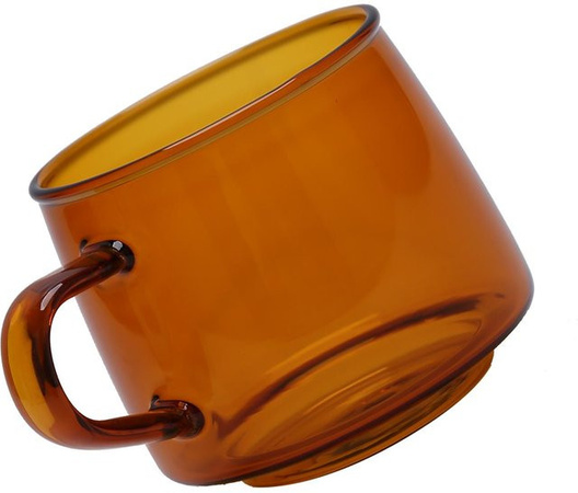 mfySpace Glas-Kaffeebecher mit Henkel, hitzebeständig, Bernstein, 350 ml