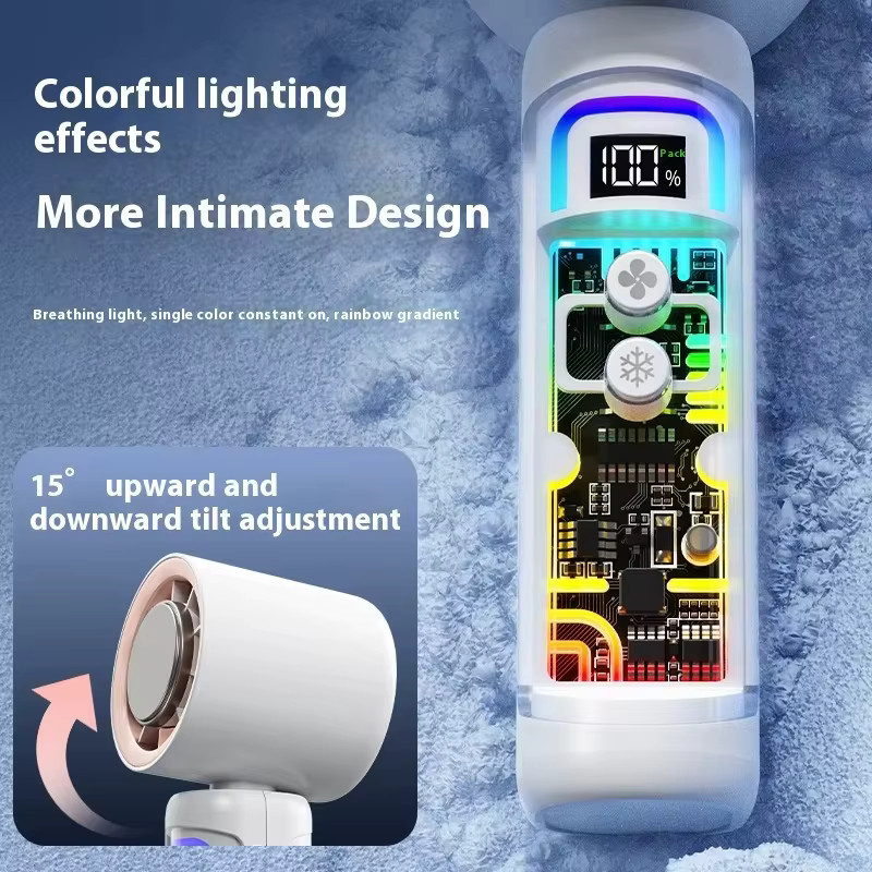 Sarmocare Mini USB-Ventilator mit Akku und Digitalanzeige in Schwarz oder Lila - Bild 2