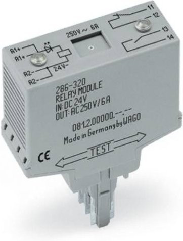 WAGO Steckrelais 286-320 24 V/DC 6A mit 1 Öffner und 1 Schließer in Grau - Bild 1