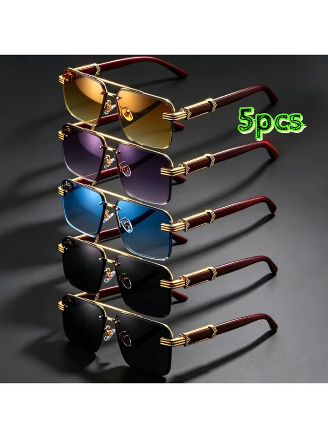ERIKOLE Korrektionsbrille, randlos, Retro, Doppelbrücke, Holzbügel, Unisex - Bild 4