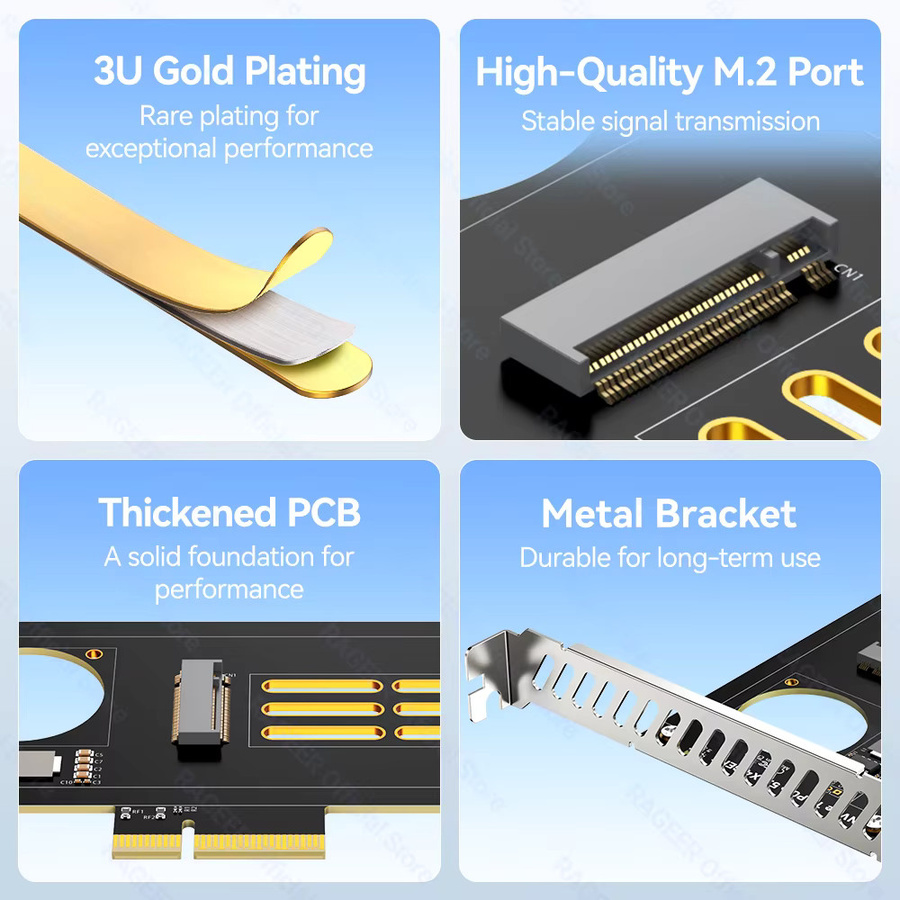 RAGEER PCIe 5.0 x4 zu M.2 NVMe SSD Adapterkarte mit Aluminium-Kühlkörper in Schwarz, kompatibel mit M.2 2280 SSD und PCIe 4.0/3.0 - Bild 5