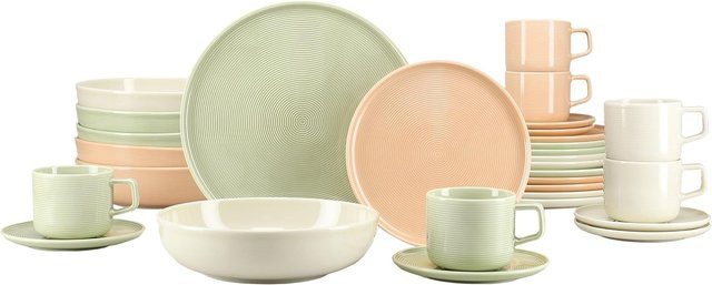 CreaTable Kombiservice Session Romance 30-teilig aus Keramik in Multicolour mit geometrischem Design - Bild 1